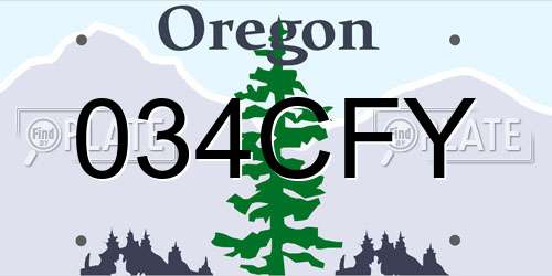 034CFY Oregon License Plate