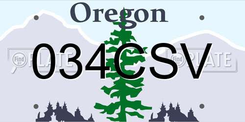 034CSV Oregon License Plate