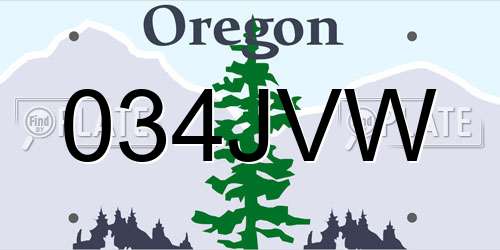 034JVW Oregon License Plate