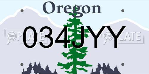 034JYY Oregon License Plate