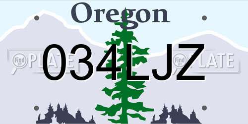 034LJZ Oregon License Plate