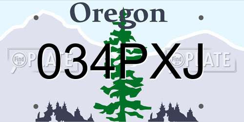 034PXJ Oregon License Plate