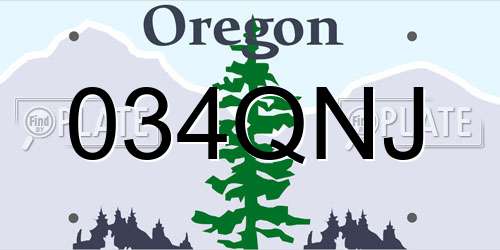 034QNJ Oregon License Plate