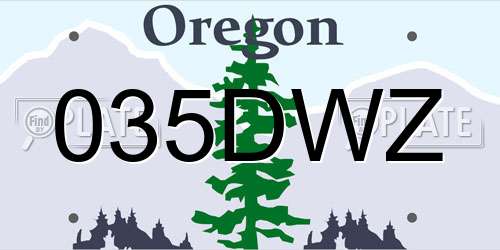 035DWZ Oregon License Plate