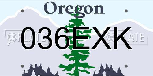 036EXK Oregon License Plate