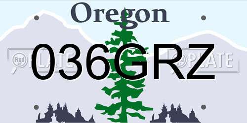 036GRZ Oregon License Plate