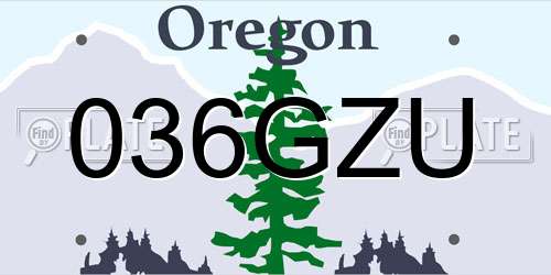 036GZU Oregon License Plate