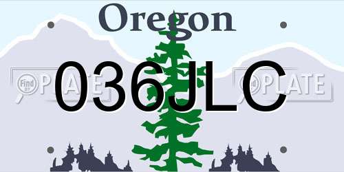 036JLC Oregon License Plate