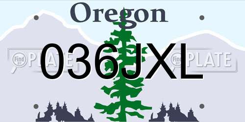 036JXL Oregon License Plate