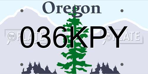 036KPY Oregon License Plate