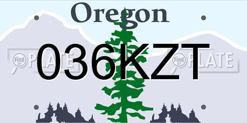 036KZT Oregon License Plate