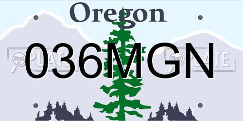 036MGN Oregon License Plate