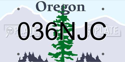 036NJC Oregon License Plate