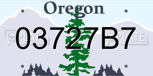 03727B7 Oregon License Plate