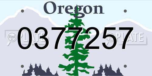 0377257 Oregon License Plate