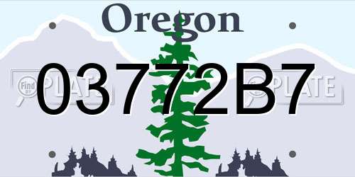 03772B7 Oregon License Plate