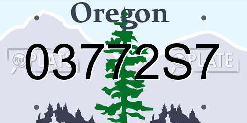 03772S7 Oregon License Plate