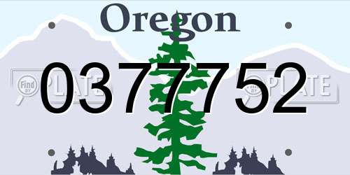 0377752 Oregon License Plate