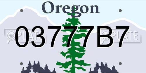 03777B7 Oregon License Plate