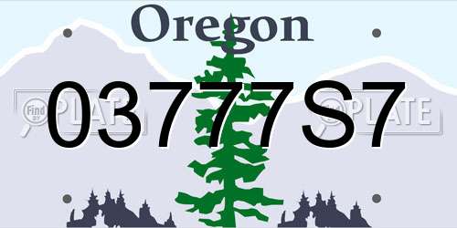 03777S7 Oregon License Plate