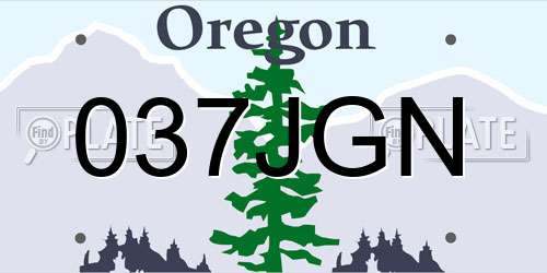 037JGN Oregon License Plate