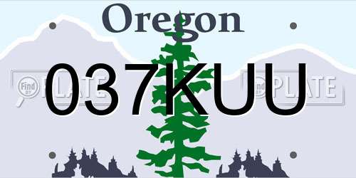 037KUU Oregon License Plate