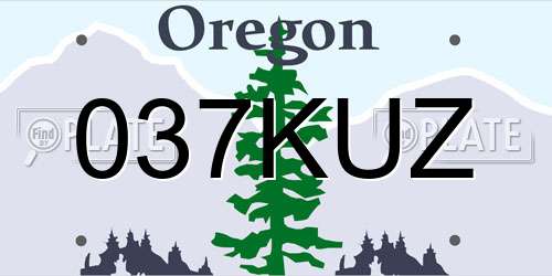 037KUZ Oregon License Plate