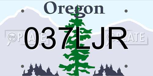 037LJR Oregon License Plate