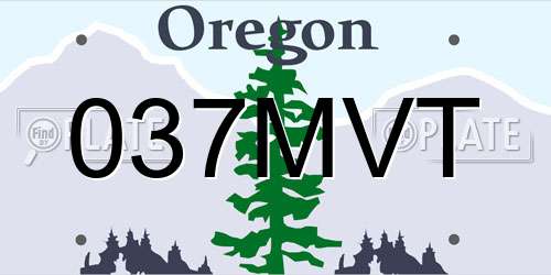 037MVT Oregon License Plate