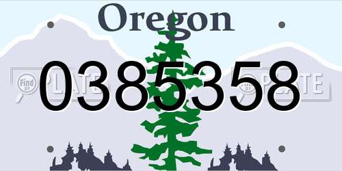 0385358 Oregon License Plate