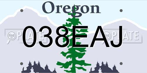 038EAJ Oregon License Plate