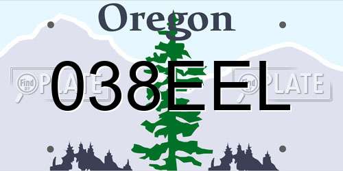 038EEL Oregon License Plate