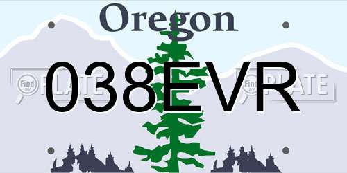 038EVR Oregon License Plate