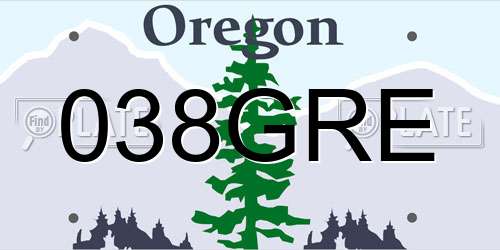 038GRE Oregon License Plate
