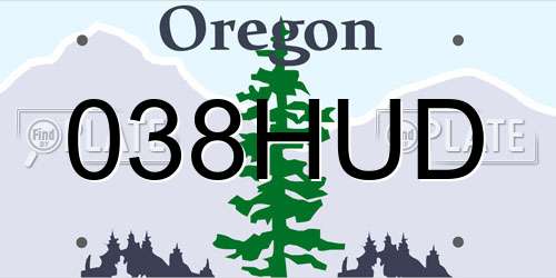 038HUD Oregon License Plate