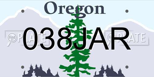 038JAR Oregon License Plate