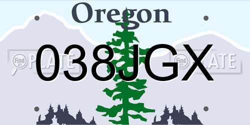 038JGX Oregon License Plate