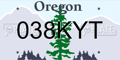 038KYT Oregon License Plate
