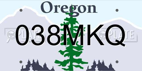 038MKQ Oregon License Plate