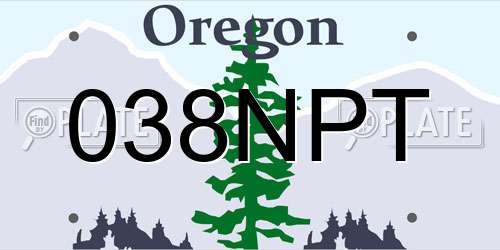 038NPT Oregon License Plate