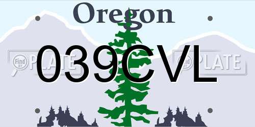 039CVL Oregon License Plate