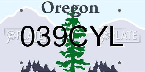 039CYL Oregon License Plate