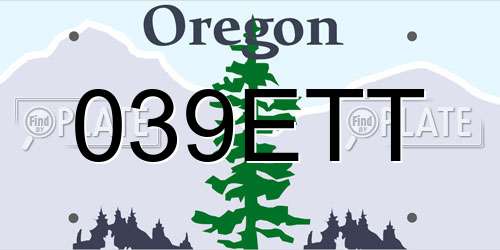039ETT Oregon License Plate