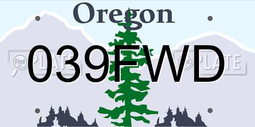 039FWD Oregon License Plate