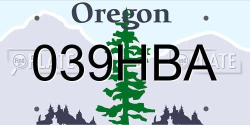 039HBA Oregon License Plate