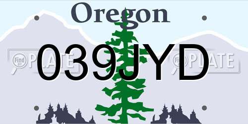 039JYD Oregon License Plate