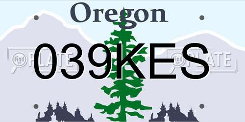 039KES Oregon License Plate