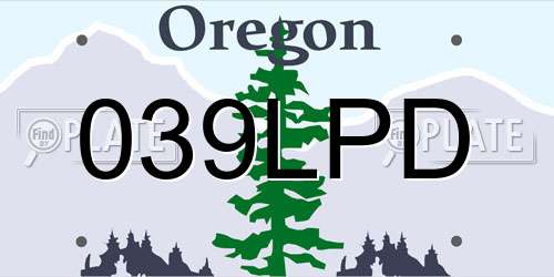 039LPD Oregon License Plate