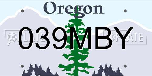 039MBY Oregon License Plate
