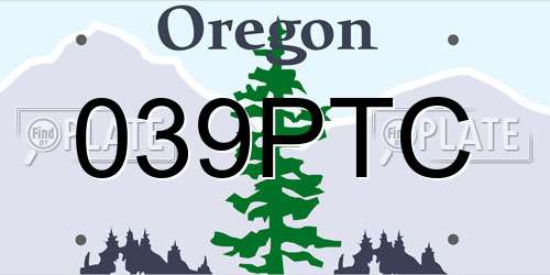 039PTC Oregon License Plate